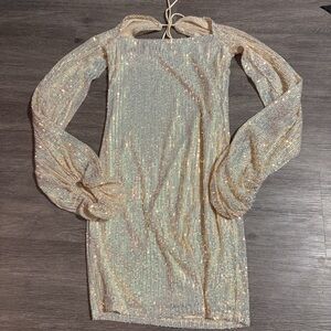 Sequin Long Sleeve Mini Dress
